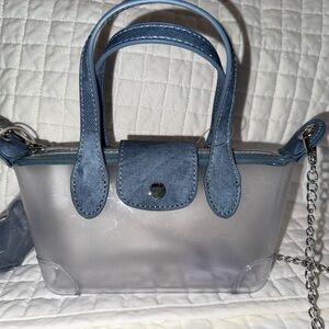 Stylish Blue and Clear Handbag perfect for concert and stadium events